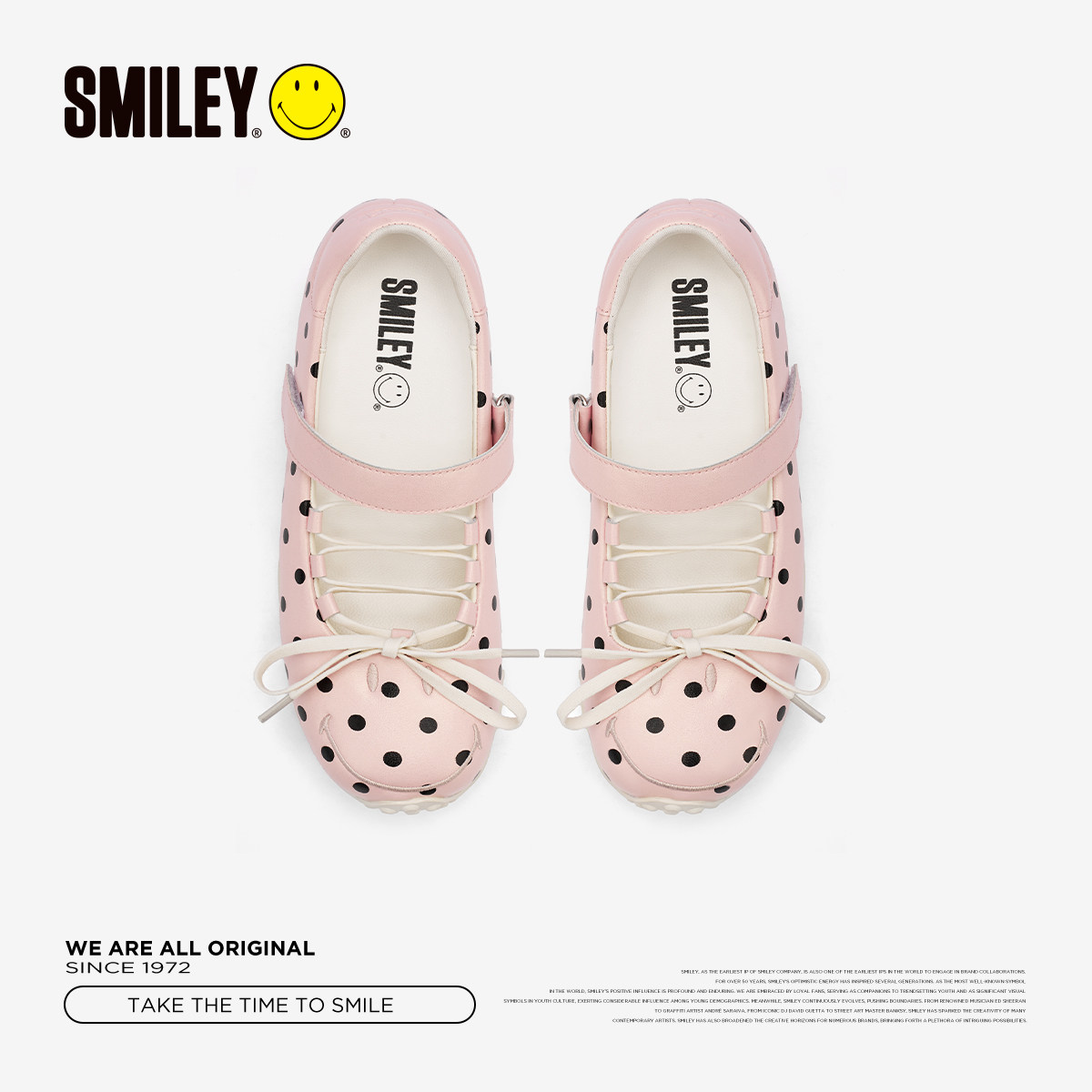 SMILEY笑脸粉色波点蝴蝶结玛丽珍春季法式休闲女芭蕾增高浅口单鞋,淘宝优惠券,粉丝福利购,淘宝优惠卷