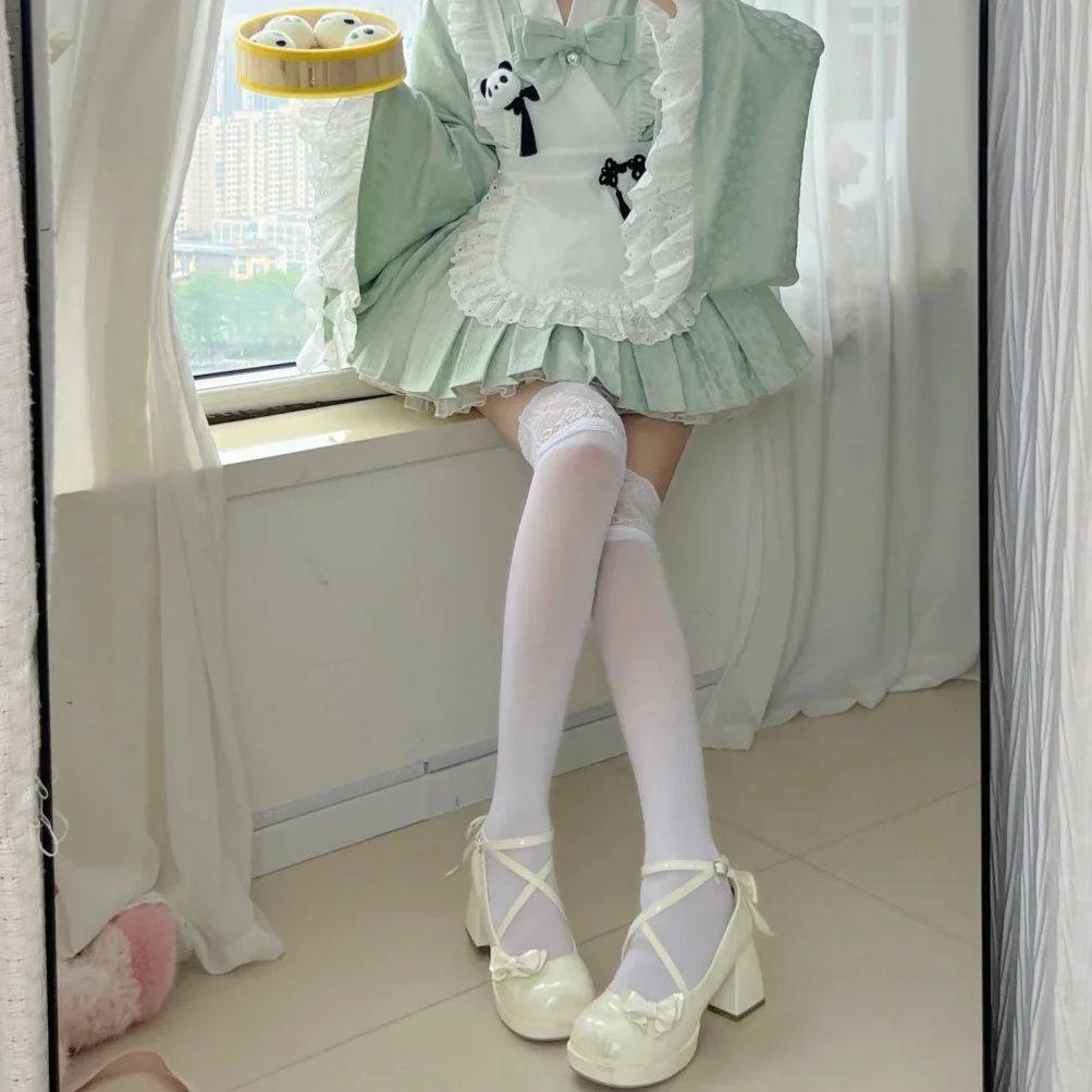 蕾丝花边百搭长袜jk风 芭蕾感小腿袜过膝长袜女ins韩系配靴袜中筒,淘宝优惠券,粉丝福利购,淘宝优惠卷