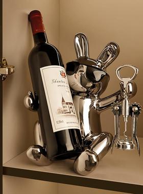 兔子红酒架酒柜装饰品家居客厅餐边柜创意轻奢高档兔年酒托摆件