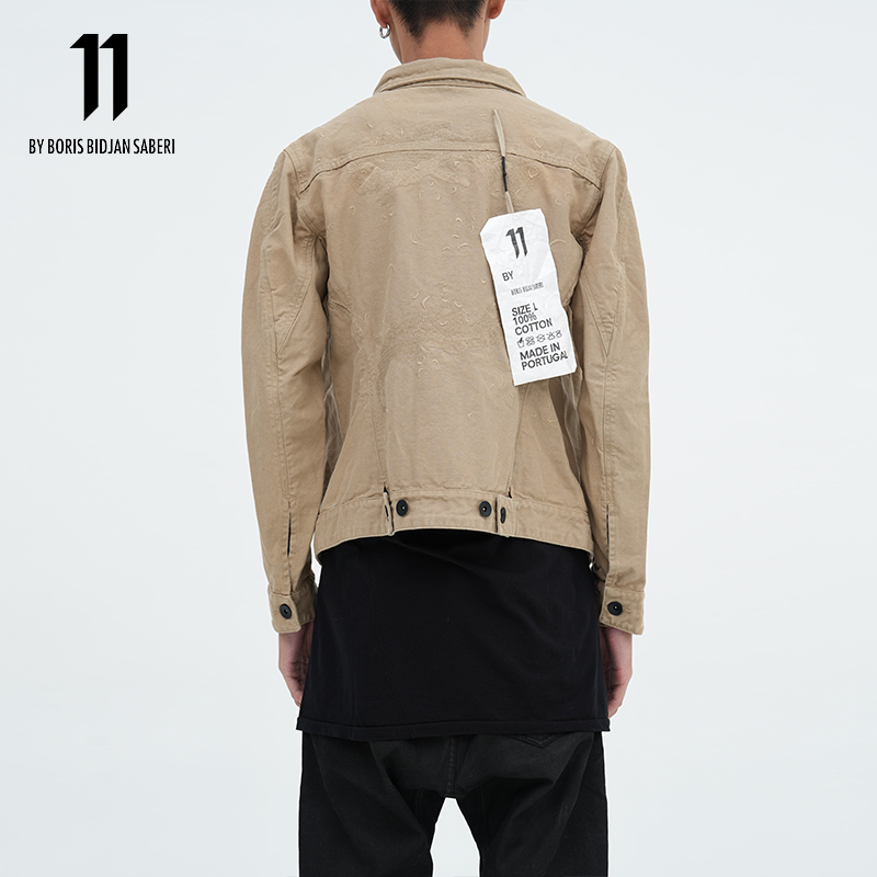 11 BY BBS J1 F-1407 SS19 卡其色刺绣牛仔夹克 - 图1