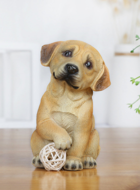 好货仿真小狼狗摆件仿真名犬树脂动物家居室内摆设装饰品拉布拉多