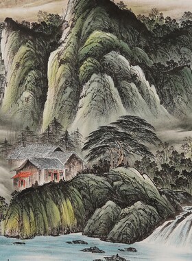好货宣纸国画水墨山水画芯原稿纯手绘八方聚财手写真迹办公室书画
