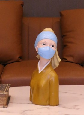 好货班克西带戴珍珠耳环的口罩少女孩创意房间卧室仙女装饰品礼物