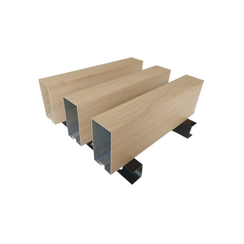 新品铝材木纹铝方通悬吊式u天花板铝挤型材料造型门头格栅悬吊式 - 图2