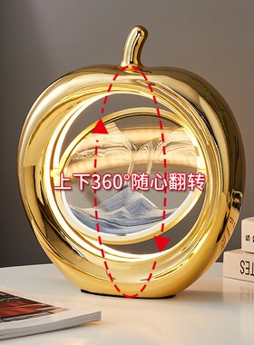 新品创意苹果3D流沙画小夜灯摆件家居装饰K台灯礼品金银时尚浪漫