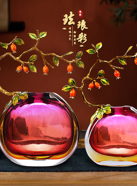 极速珐琅彩轻奢琉璃花瓶新中w式客厅玄关电视柜玻璃摆件乔迁新居