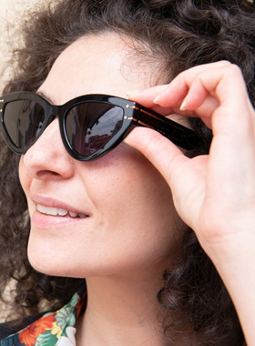 极速2023欧美新款玳瑁优雅前卫太阳眼镜猫眼双色小框X复古太阳眼