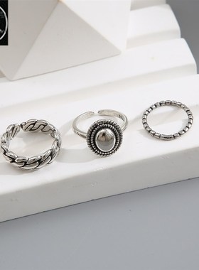 极速Vintage Metal Knuckle Ring Set Simple Chain OpeWn joint