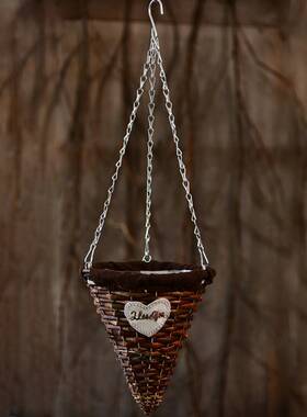 好货Vine woven wicker basket hanging woven flower basket han