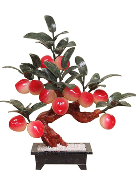 L玉石寿桃12黄玉桃子树创意客厅蟠桃工艺礼品摆饰玉器创意仙桃树