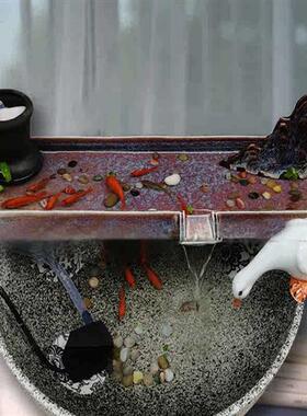 极速陶瓷鱼缸流水器循环流水摆件假山庭院石槽水池造景养鱼装饰配