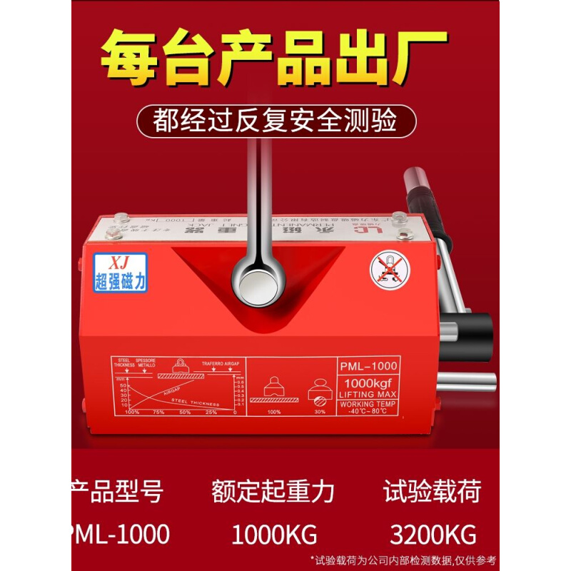 力磁永磁起重器磁力吊永磁吸盘强力磁铁吊具600/400kg1吨2吨吸铁 - 图0