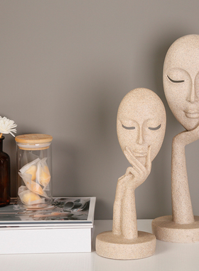 ins韩国风人脸面具摆件树脂家居装饰抽象雕塑咖啡餐厅民宿样品房