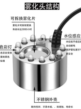 迷你水池雾化造雾器鱼池喷雾器造景造雾起雾器雾化灯假山氛围灯小