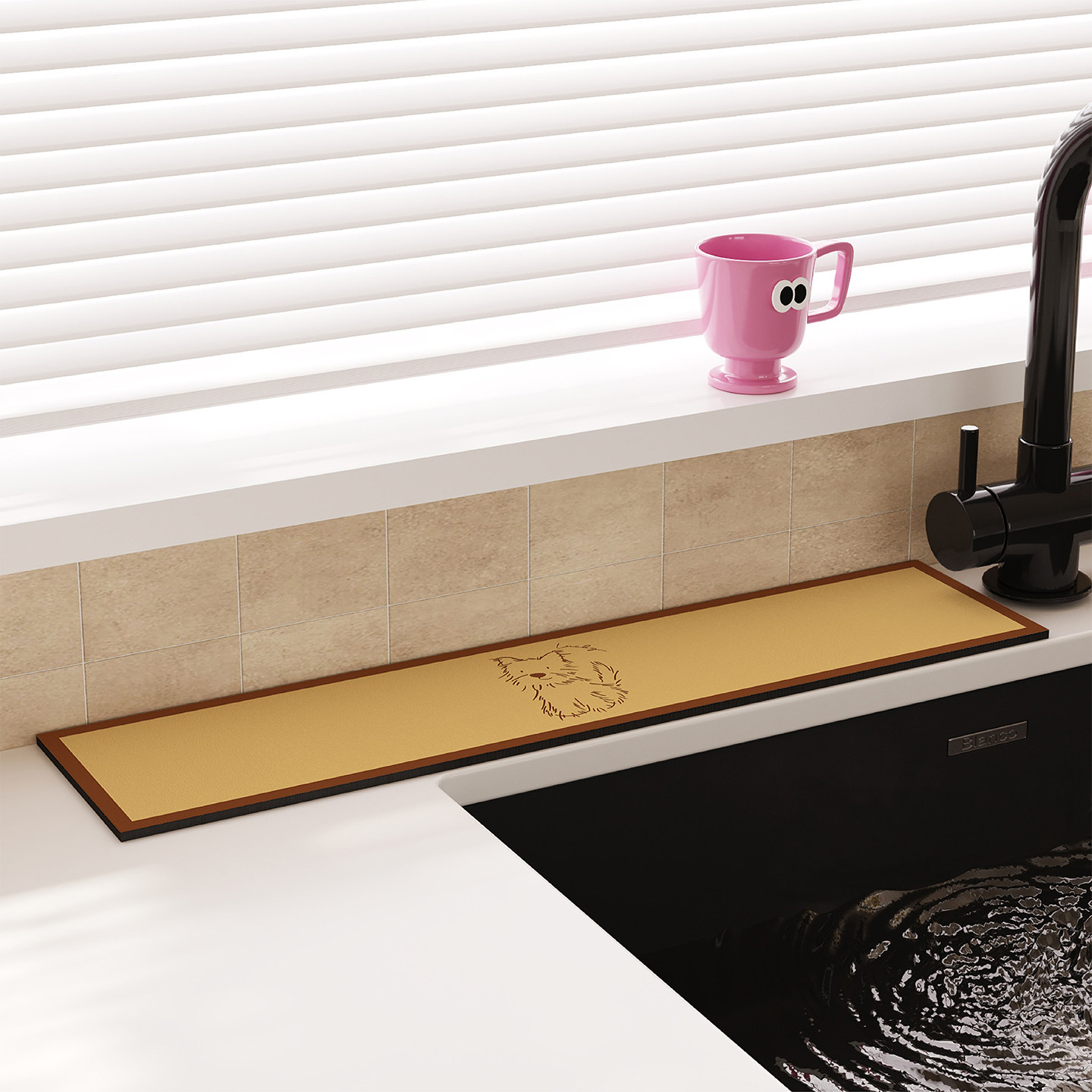 复古简约卡通小狗水龙头吸水垫厨房卫生间洗手台窄边硅藻泥沥水垫,淘宝优惠券,粉丝福利购,淘宝优惠卷