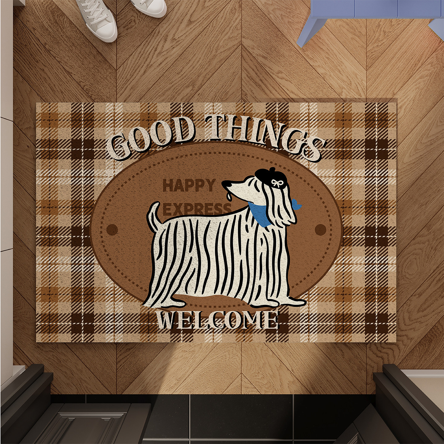 复古英伦风小狗入户地垫丝圈防滑耐脏脚垫进门玄关门口地毯可裁剪,淘宝优惠券,粉丝福利购,淘宝优惠卷