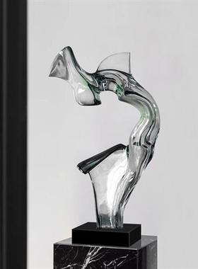 客厅玄关电视柜摆件家居软装饰品样板房酒店透明树脂入户门雕塑