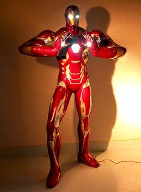 钢铁侠摆件大型漫威玻璃钢发光雕塑商场店铺影院卡通落地装饰模型