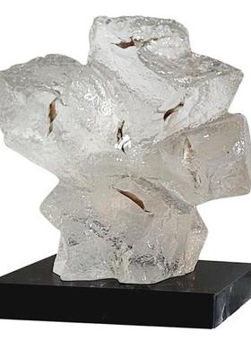 现代创意透明树脂雕塑树叶石头摆件酒店会所售楼处客厅玄关装饰品