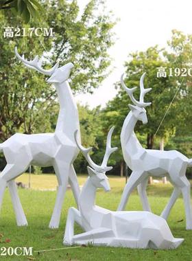 玻璃钢创意抽象动物鹿雕塑售楼部营销中心户外草坪造景装饰品摆件