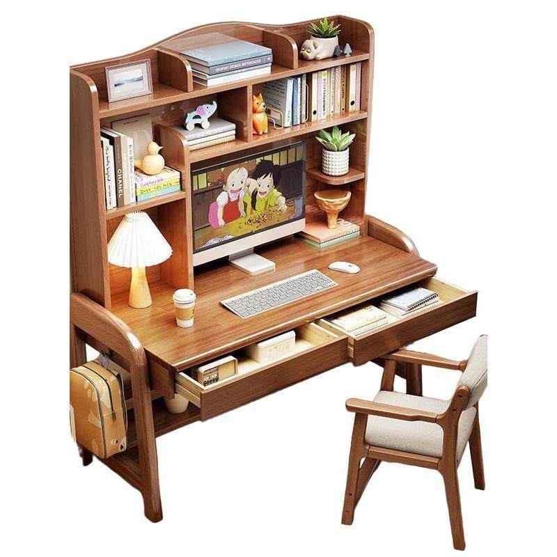 儿童学习桌家用实木书桌书架一体中小学生成套家具卧室书桌写字椅,淘宝优惠券,粉丝福利购,淘宝优惠卷