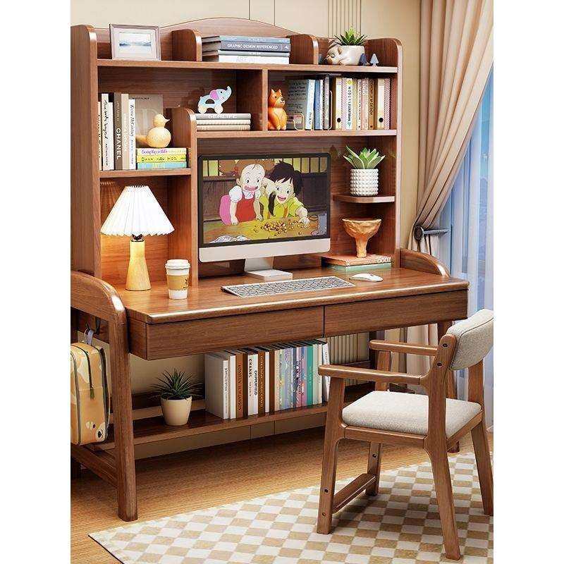 儿童学习桌家用实木书桌书架一体中小学生成套家具卧室书桌写字椅,淘宝优惠券,粉丝福利购,淘宝优惠卷