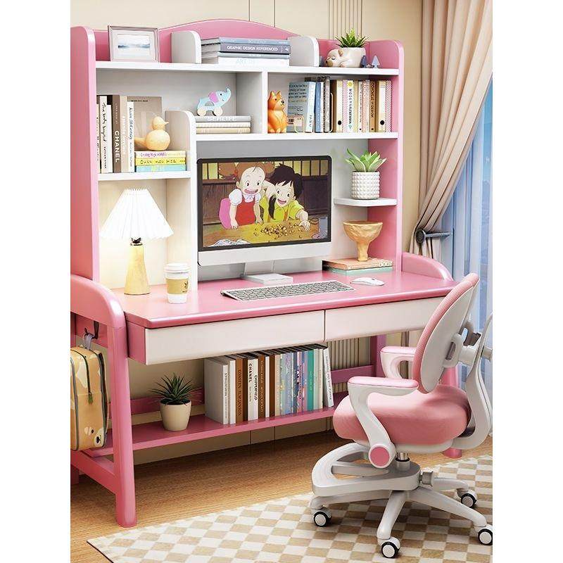 儿童学习桌家用实木书桌书架一体中小学生成套家具卧室书桌写字椅,淘宝优惠券,粉丝福利购,淘宝优惠卷