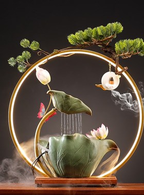 新中式流水摆件循环水客厅玄关禅意招财家居装饰创意开业乔迁礼品