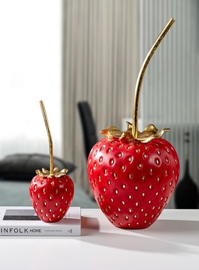创意草莓水果模型摆件树脂家居橱窗展厅装饰摆设摄影果蔬拍照道具
