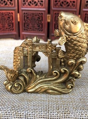 新品黄铜鲤鱼跃龙门n摆件年年有鱼鲤鱼跳龙门乔迁开业聚财礼品摆