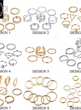 极速17M Gold Sliver Rings Set For WomHen Vintage Heart Bow T