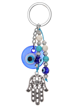 极速Blue Evil Eye Hoamsa Hand Beads Keychain Keyring For Wom