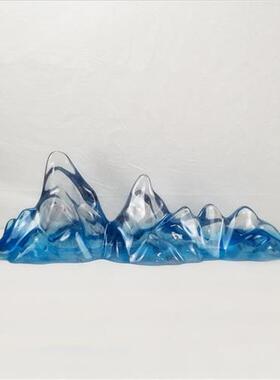 酒店玄关创意摆件透明树脂雕塑冰山拉丝灰透摆件
