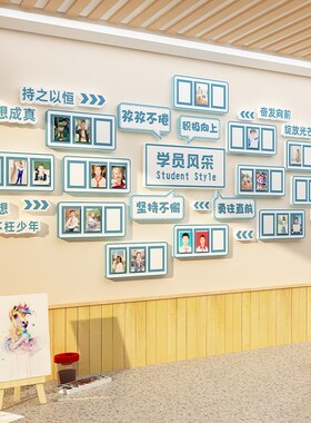 新品家长寄语舞蹈培训机构辅导班级走廊墙面装饰学V员风采照片画