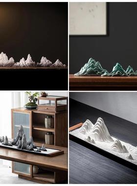 新中式风格简约精致客厅电视柜咖啡桌入口书房古架陶瓷假山干山石