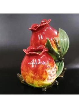 石湾陶瓷石榴多子多福精品礼盒摆放家居门厅送礼旺丁旺财喜庆摆件
