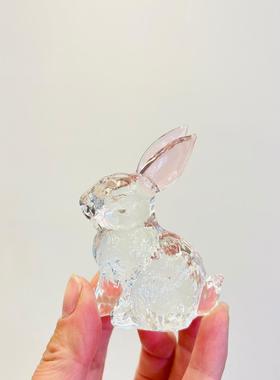 外贸出口水晶可爱小兔子摆件高度7.5cm宽5.5cm茶宠装饰摆饰