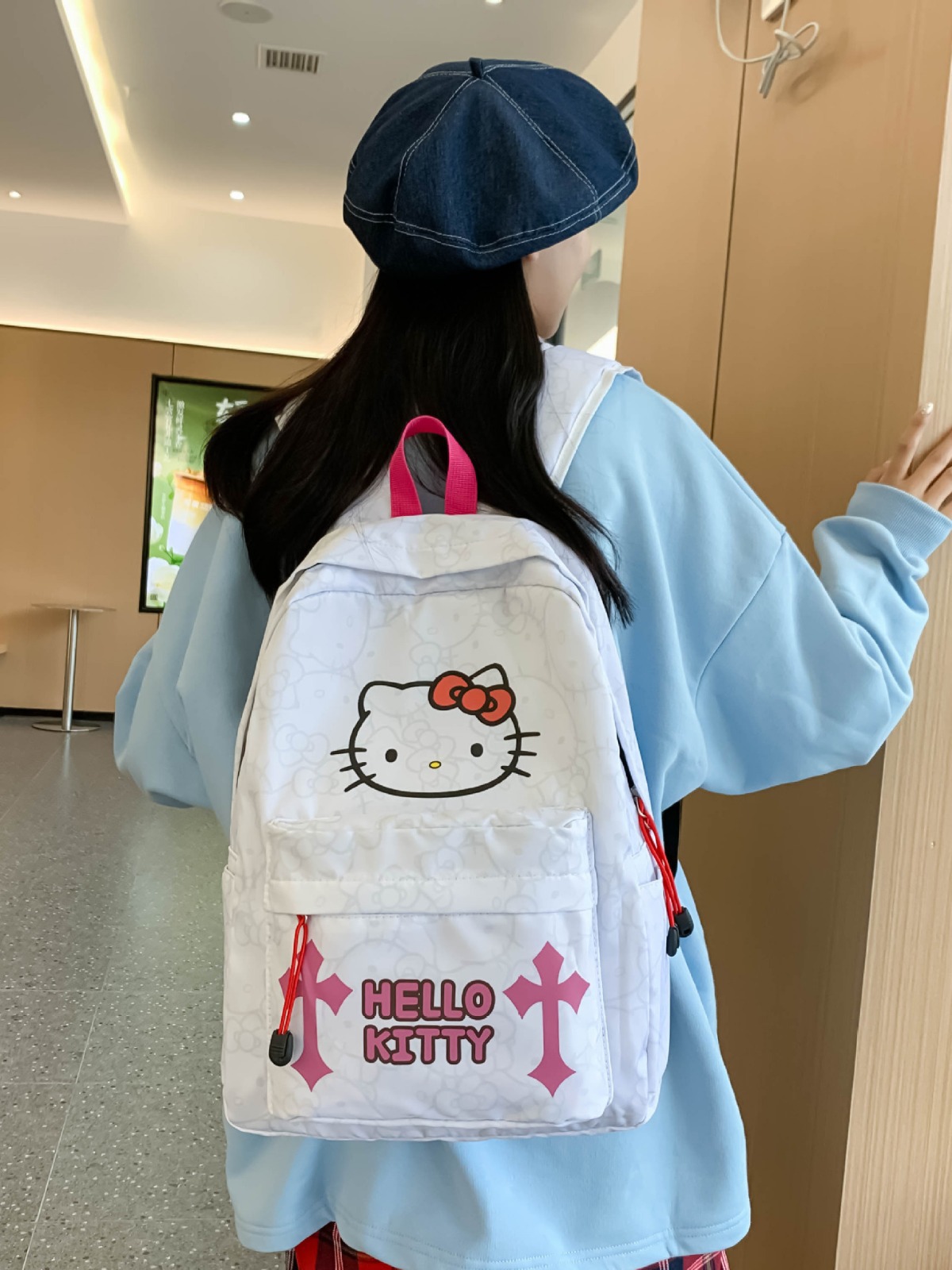 hellokitty包包双肩包女小众背包女初中高中学生卡通书包潮牌包-图1