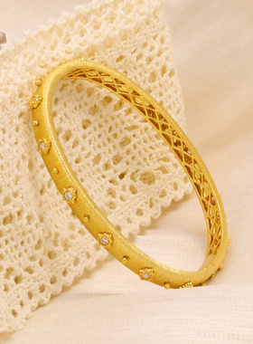 意大利拉丝手镯女新款叠戴复古窄