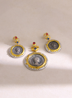 重工拉丝维纳斯古币吊坠女夏新款