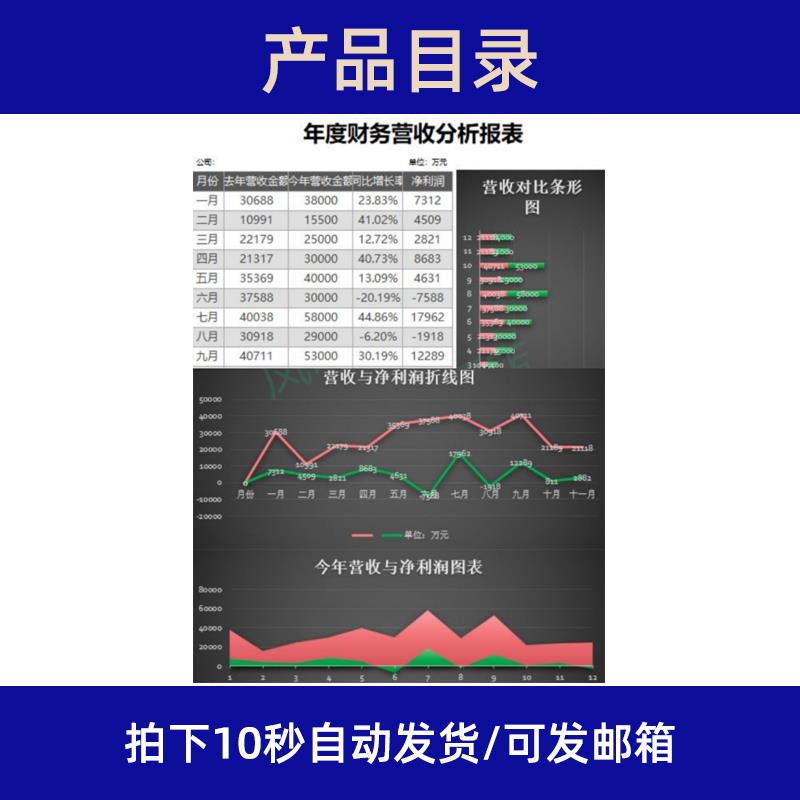 年度财务报表分析模板运营统计利润分析图表excel模板数据可视化 - 图2