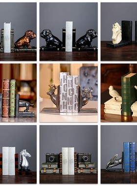 欧式样板房售楼k处书档摆件复古书立创意书房酒柜书靠树脂书挡