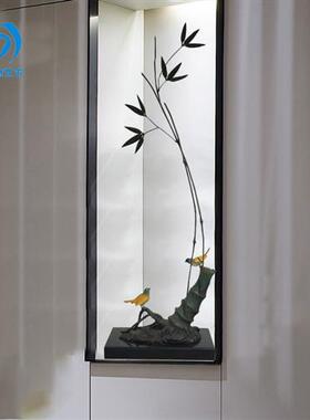 现代新中式禅意石头竹子摆酒店大堂设样板房间创意玄关装饰品摆件