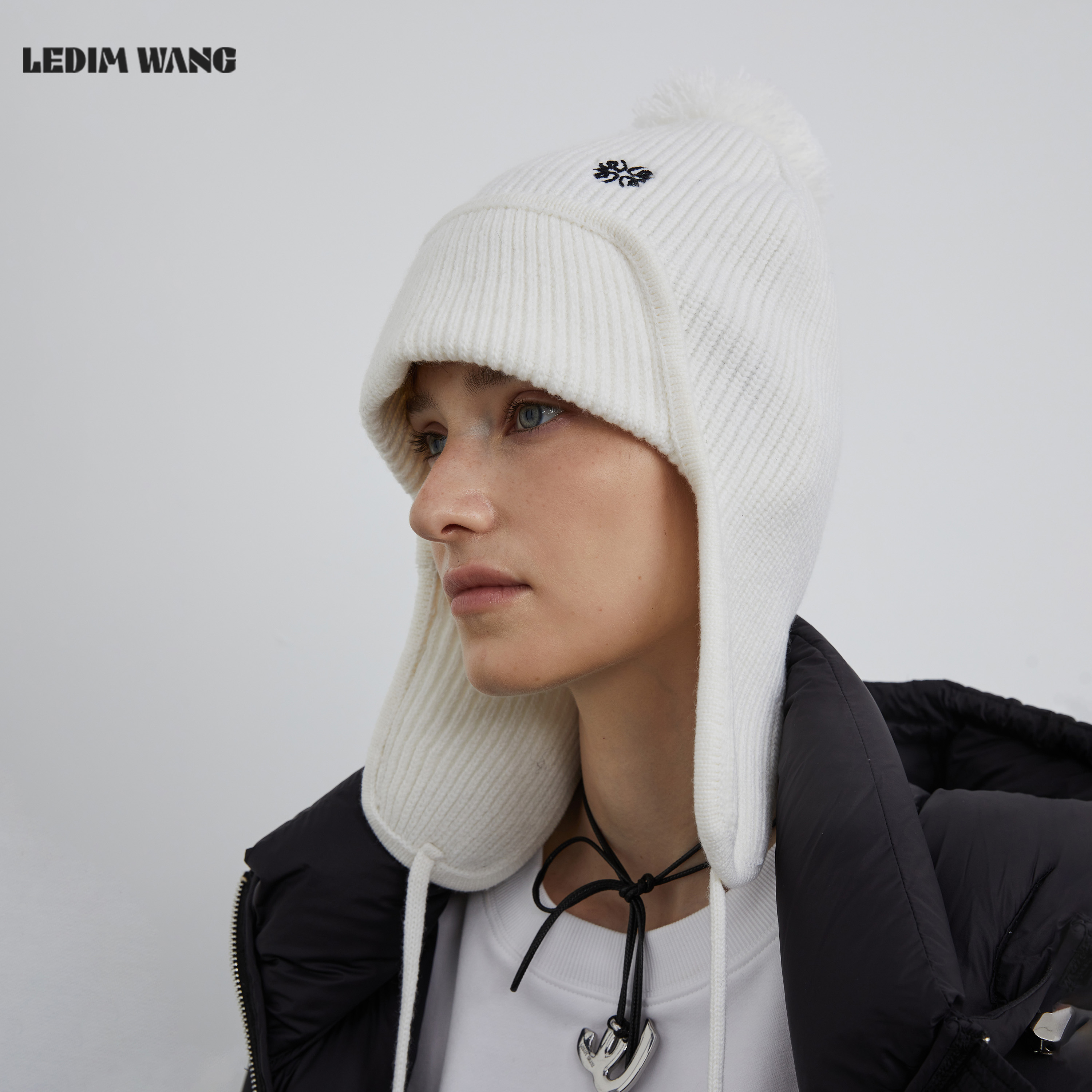LEDIM WANG红标/氛围感趣味雷锋针织帽女2025秋冬新款黑/白色百搭 - 图2