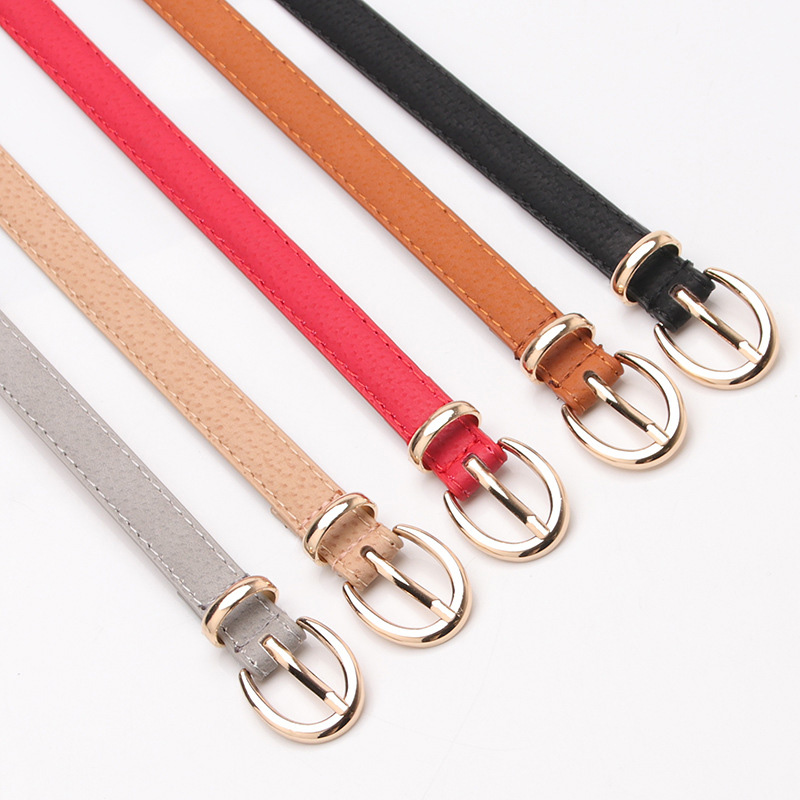 推荐Thin Leather Female Belt Strap Black White Brown Women B - 图1