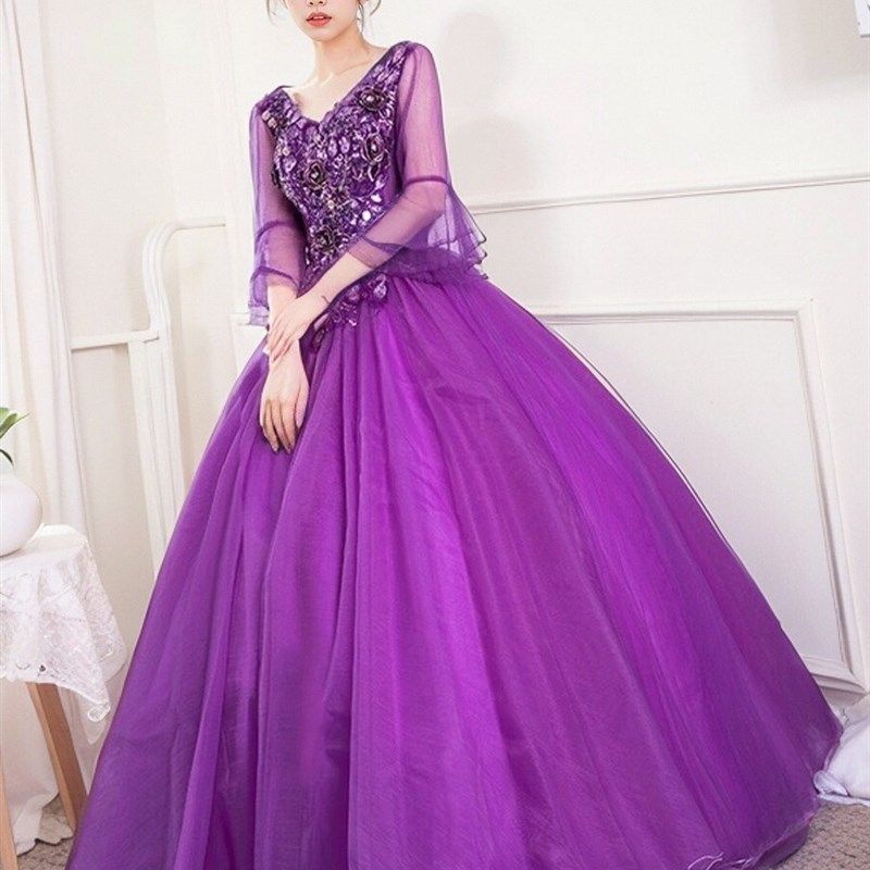 婚纱礼服学生艺考礼服舞台独唱蓬蓬裙年会主持晚礼服长款演出服女,淘宝优惠券,粉丝福利购,淘宝优惠卷