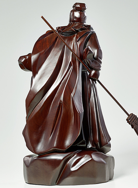 黑檀木雕关公摆件大号实木质武财神关公像供奉佛像红木头关羽神像