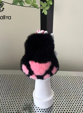 猫爪真獭兔毛包包挂饰
