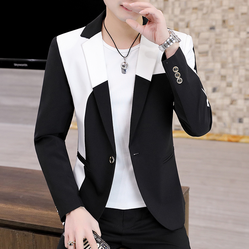 网红2021 new spring and autumn suit male casual Korean versi - 图0