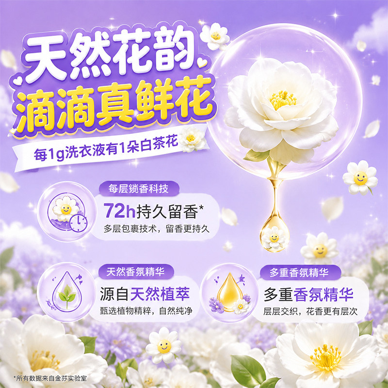 金苏活力白茶花洗衣液3000ml家用补充装深层洁净持久留香官方正品